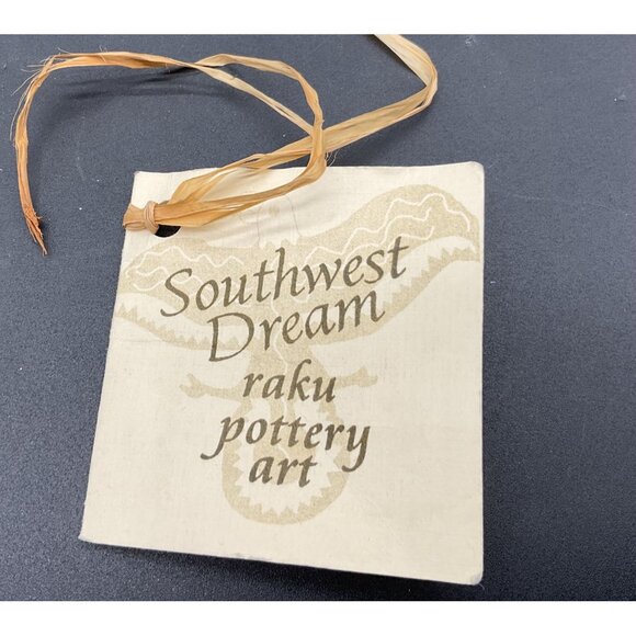 Ben Diller Raku Bear Vase With Native American Design 5.5"H x 5"W Handmade - Picture 7 of 9